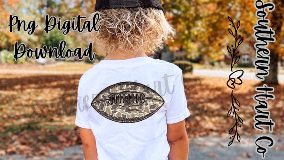 Camo Football PNG, Little Boy Southern Shirt Design (Digital Download)