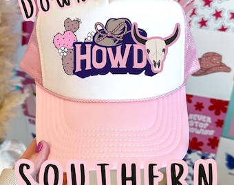 Howdy Western Hat Patch PNG, Trucker Hat Design (Digital Download)