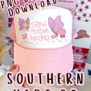 Grow Positive Thoughts Hat Patch PNG for Trucker Hats | Digital Patch Design for Hats | Sublimation PNG for Leather Patch Hats