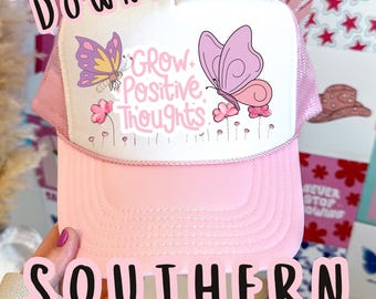 Grow Positive Thoughts Hat Patch PNG | Trucker Hat Design (Digital Download)