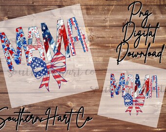 Mama 4th of July PNG | Coquette Bow, USA Design (Digital Download)