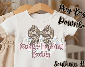 Southern Little Girl Shirt Camo Bow, Hunting Buddy PNG (Digital Download)