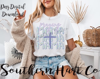 Praying Mama PNG | Christian Mom Sublimation Design (Digital Download)