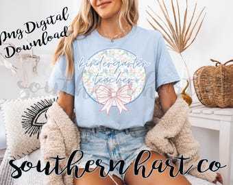 Kleuterjuf bloemenstrik png, preppy coquette-sublimatiebestand (digitale download)