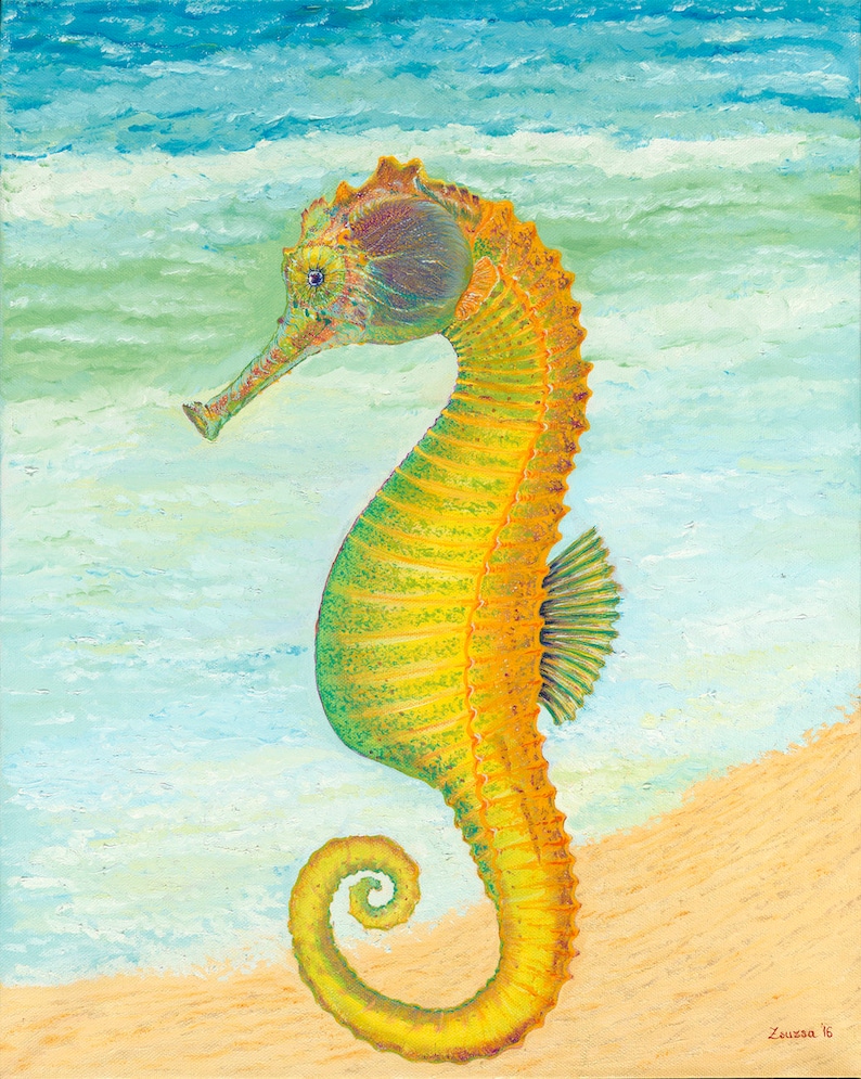 Seahorse Original Oil Painting on Canvas Etsy