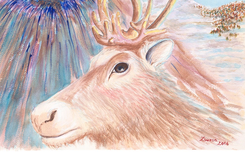 Download Reindeer Boy Original Watercolor Painting on Arches Paper ...