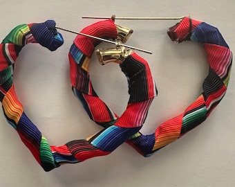 Mexican fabric earrings / traditional fabric / zarape fabric earrings / sarape earrings