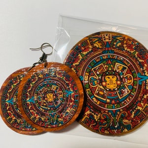 Azteca earrings / mexica earrings / calender earrings large earrings