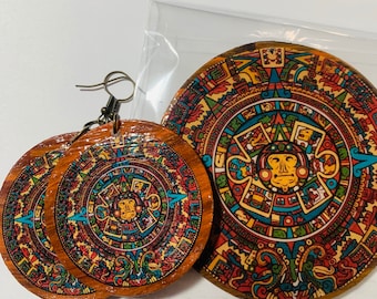 Azteca earrings / mexica earrings / calender earrings large earrings