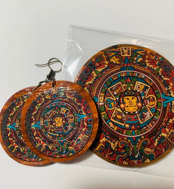 Azteca earrings / mexica earrings / calender earrings large earrings