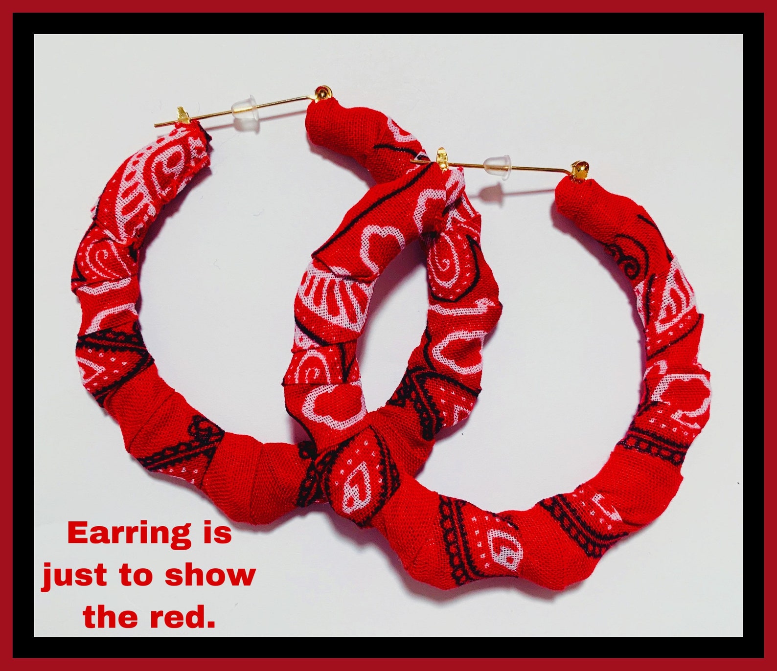 Bandana Earring / Grey Bandana Earrings / Oval Hoop Earrings Etsy