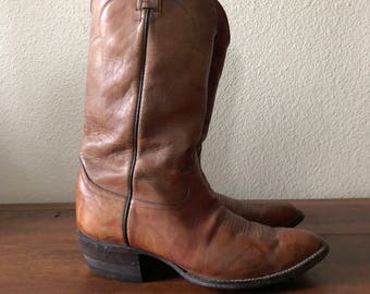 Tony Lama Rust Brown Leather Cowboy Boot Men’s 9E