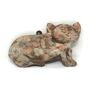 Antique Carved Wooden Folk Art Cat