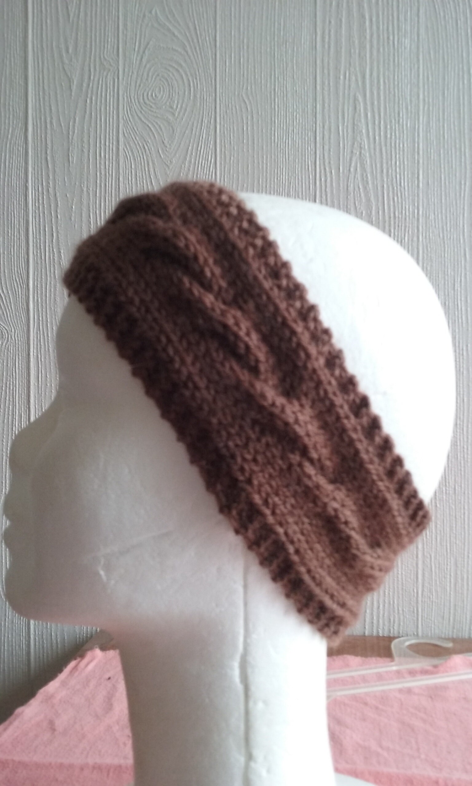 Bandeau Pour Cheveux, Serre-Tête, Cache-Oreilles en Laine Acrylique de Couleur Marron