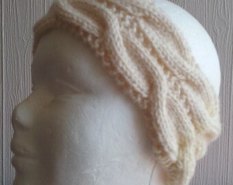 Bandeaux pour cheveux, serre-tête, cache-oreilles en laine acrylique de couleur blancs et écrus