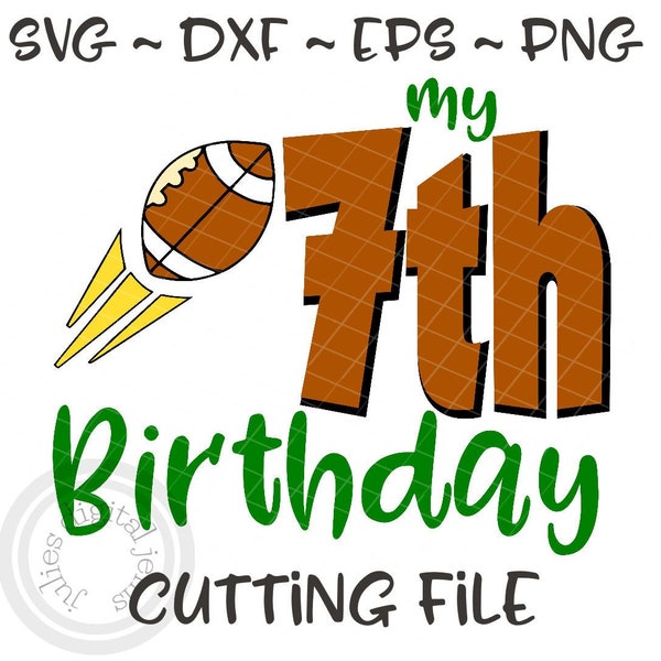 Seventh Birthday shirt boy SVG, Football birthday shirt svg, 7th Birthday svg, Seventh birthday football