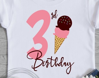 Gelato Compleanno svg, terzo compleanno SVG, compleanno svg, Compleanno Camicia Svg, Ragazza Compleanno Svg, Terzo Compleanno svg