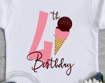 Ice Cream Birthday svg, 4th Birthday SVG, Birthday svg, Birthday Shirt Svg, Girl Birthday Svg, Fourth Birthday svg