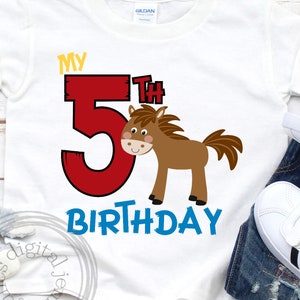 Horse birthday shirt svg, Horse Birthday svg, 5th Birthday SVG, fifth Birthday svg, Horse head svg, Cute horse svg, Farm Birthday svg