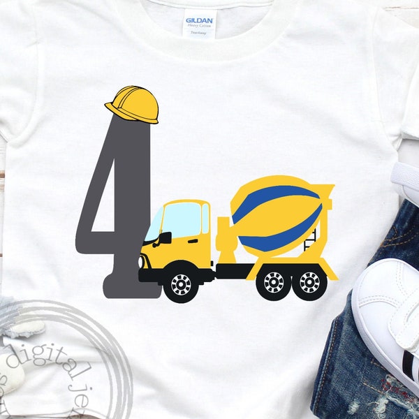 Ciment Truck 4ème anniversaire SVG, 4ème anniversaire SVG, Quatrième anniversaire svg, Ciment Truck svg, Cut file cameo, Cricut, sizzix