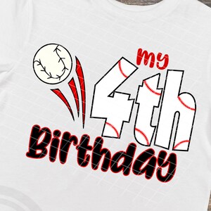 Mi 4º cumpleaños SVG, 4º cumpleaños camisa chico, 4º cumpleaños béisbol, Cuarto cumpleaños svg, Cuarto cumpleaños béisbol, Cumpleaños deportivo svg