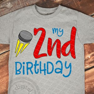 Hockey birthday shirt svg, Second birthday svg, Hockey birthday party, 2nd birthday hockey, 2nd birthday sports svg, 2nd birthday svg boy