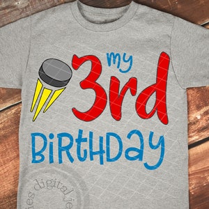 Hockey birthday shirt svg, Second birthday svg, Hockey birthday party, 3rd birthday hockey, 3rd birthday sports svg, 3rd birthday svg boy