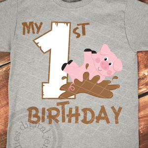Pig birthday shirt svg, Pig Birthday Party svg, 1st Birthday SVG, First Birthday svg, Pig face svg, Pig svg, Cute pig svg, Farm Birthday svg