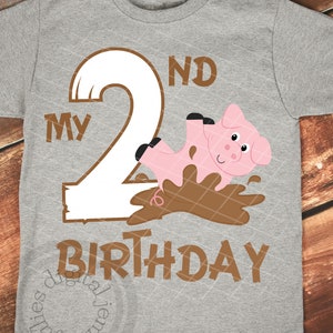 Pig birthday shirt svg, Pig Birthday Party svg, 2nd Birthday SVG, Second Birthday svg, Pig face svg, Pig svg, Cute pig svg Farm Birthday svg