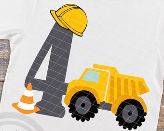 Dumptruck shirt, Dumptruck birthday shirt, 4th Birthday SVG, Fourth Birthday svg, dumptruck svg, Cut file cameo, Cricut, sizzix, PNG, PDF,