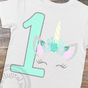 Cara de unicornio svg, unicornio cumpleaños svg, camisa de cumpleaños de unicornio svg, 1st cumpleaños SVG, primer cumpleaños svg, unicornio svg, unicornio bdía camisa chica