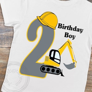 Boys Construction birthday shirt, Loader birthday svg, 2nd Birthday SVG, Second Birthday svg, Loader svg, Track hoe, Excavator