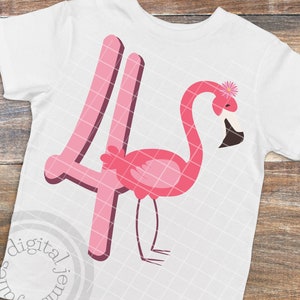 Flamingo Svg, Flamingo Geburtstag Svg, Flamingo Geburtstag Shirt Svg, 4. Geburtstag SVG vierten Geburtstag Svg, Flamingo Partei Svg, Rosa Flamingos