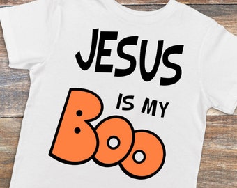 Jesús es mi abucheo, Jesús SVG, Halloween svg, truco o tratar SVG, Bolsa de Halloween svg, Kids Halloween Shirt svg, Ghost SVG, Boo camisa para niña