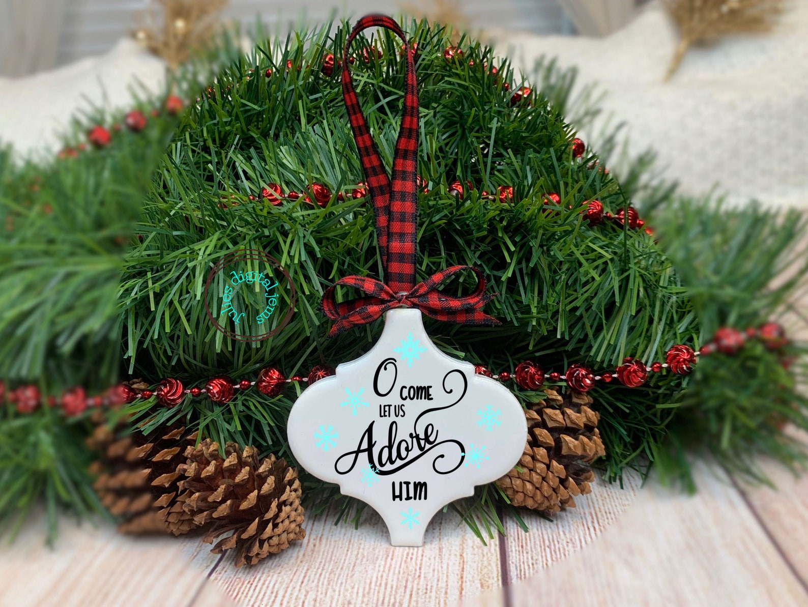 Arabesque Tile Ornament O Come Let us Adore Him Holly svg ...