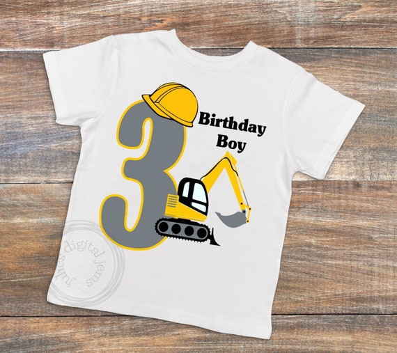 Download Boys Construction Birthday Shirt Loader Birthday Svg 3rd Etsy