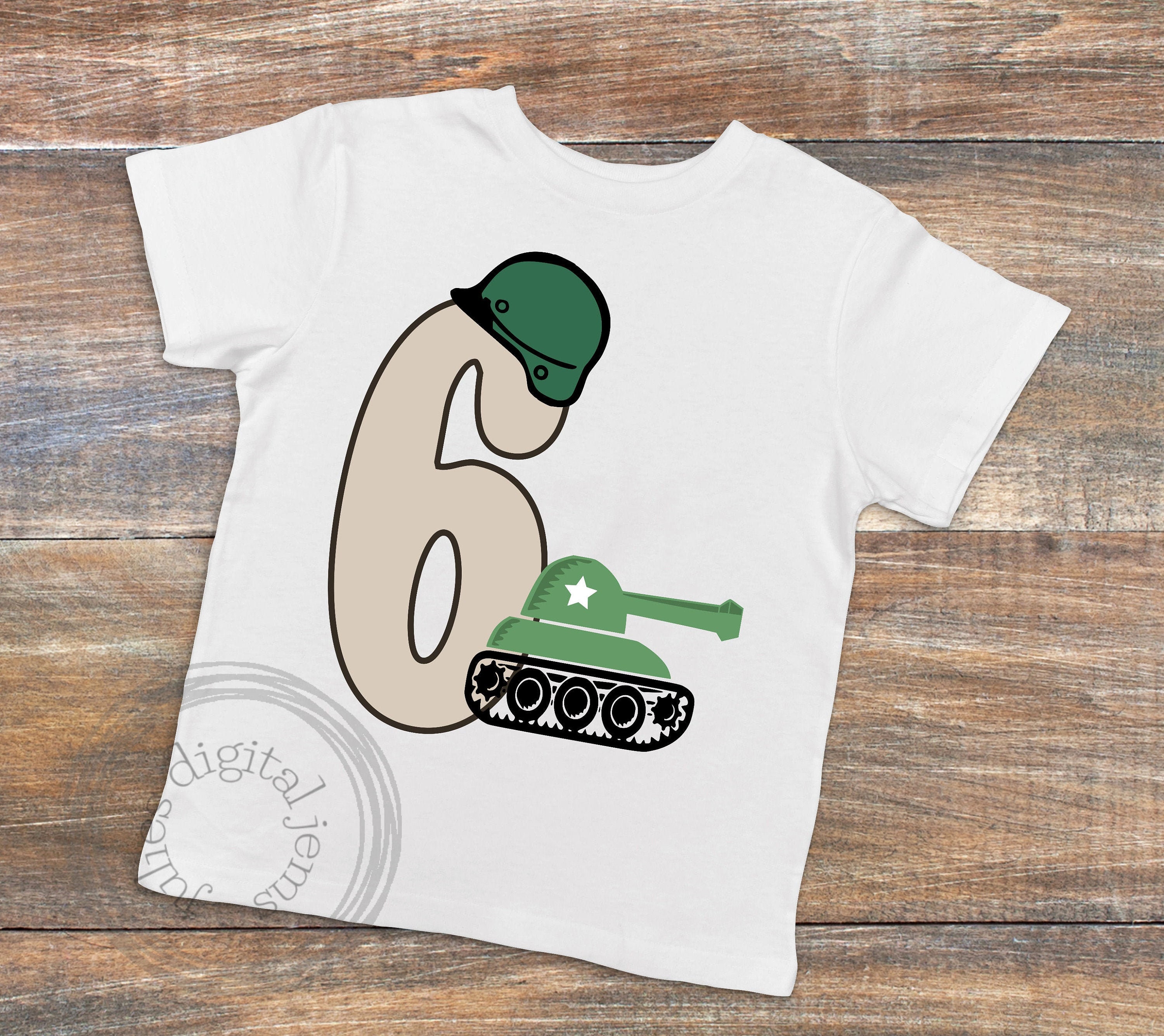 Download Kids Army Tank Birthday Shirt Svg 6th Birthday Svg For Use Etsy