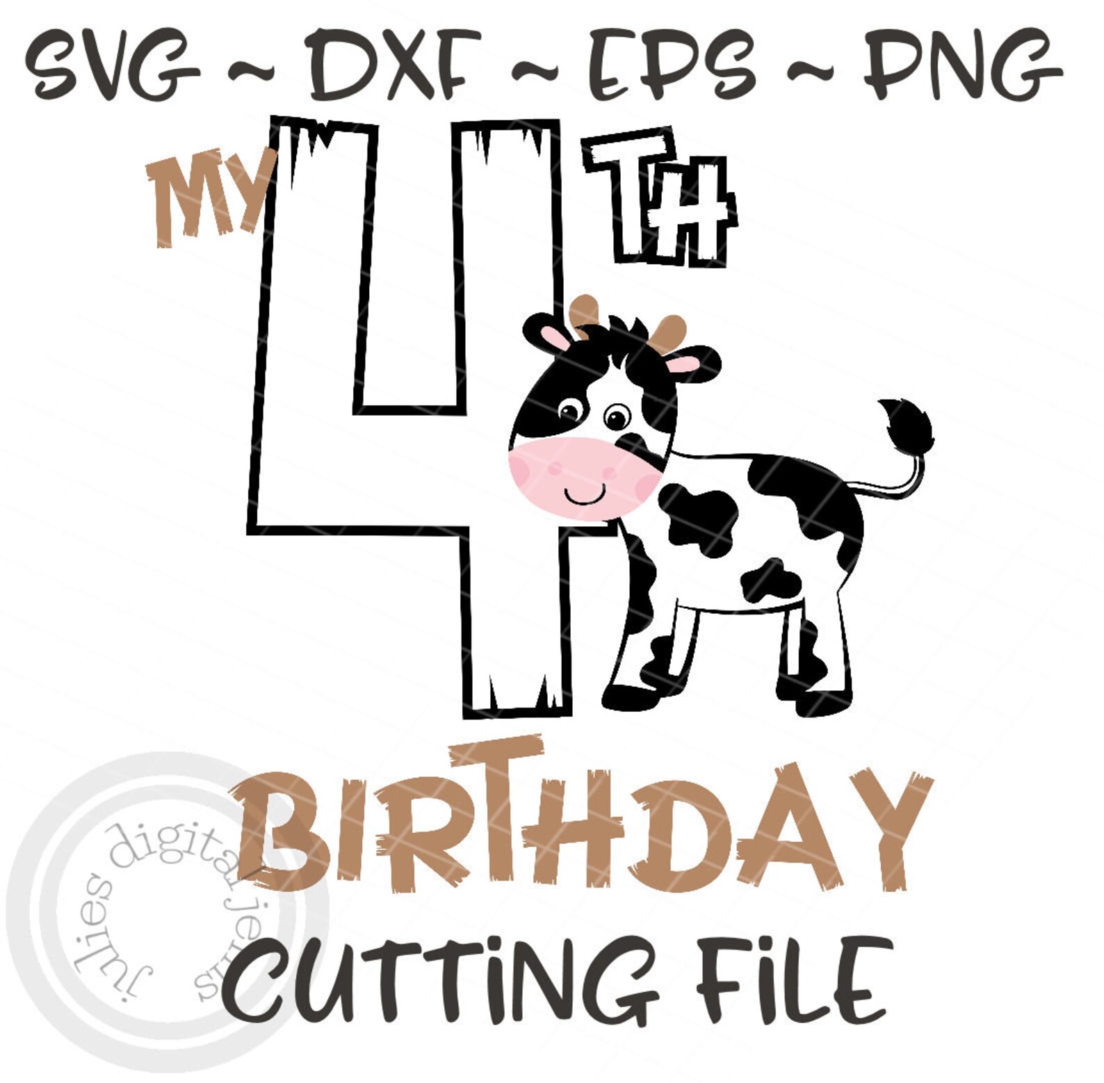 Cow Birthday Shirt Svg Cow Birthday Svg 4th Birthday SVG Etsy