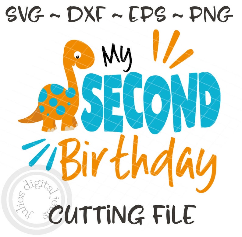 Download Dinosaur Birthday svg 2nd Birthday svg Dinosaur svg cut | Etsy