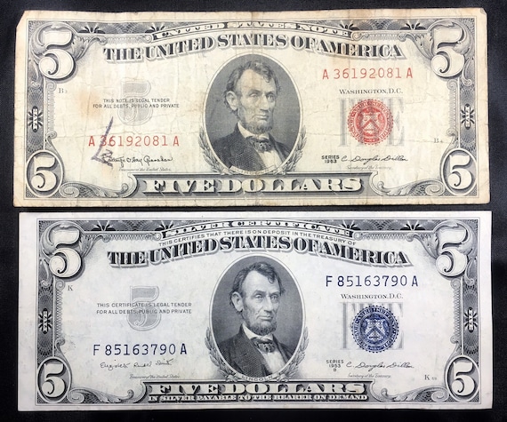 1953 series $5 Red Seal Note F-VF
