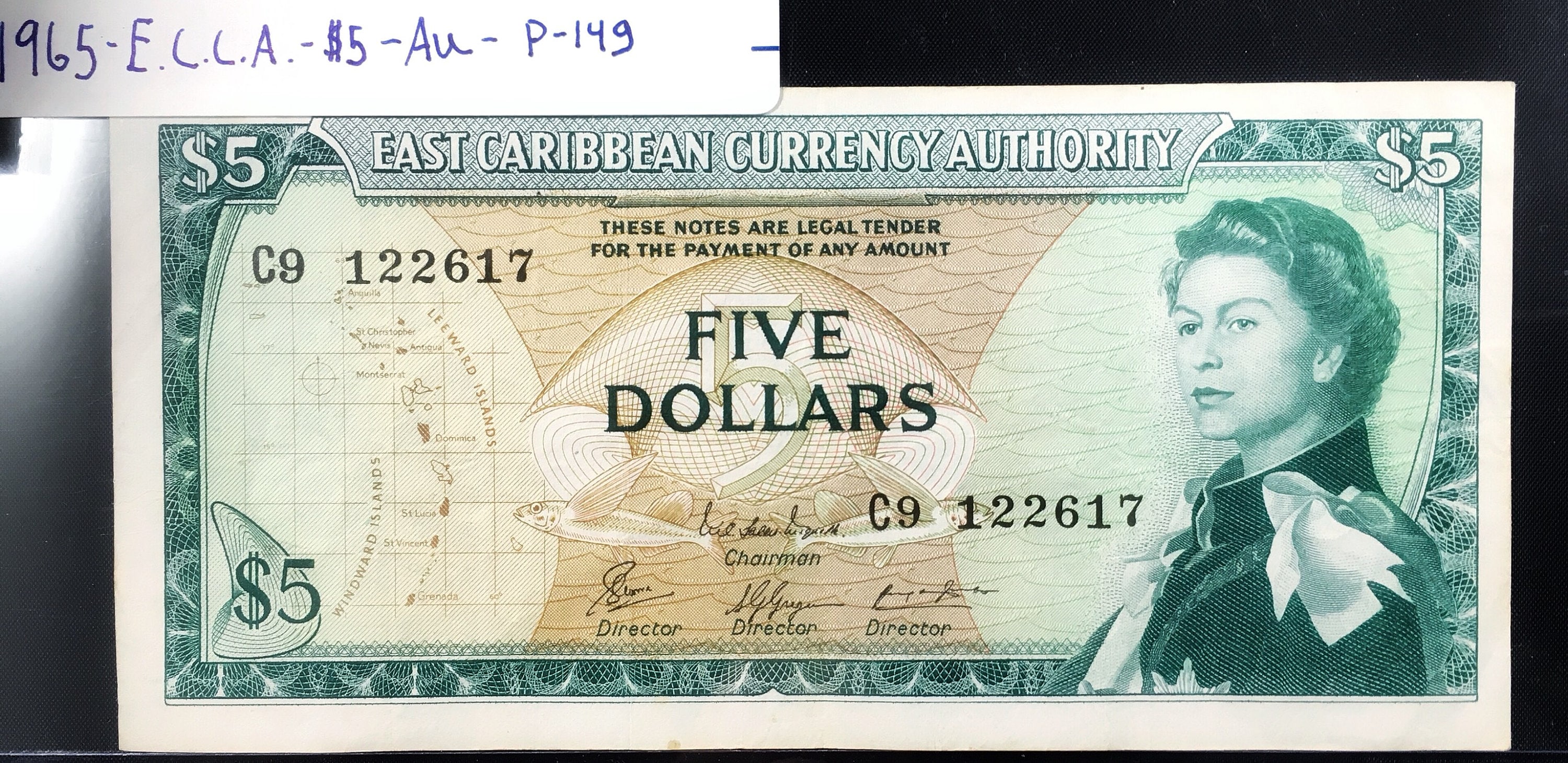 RARE 1965 Five Dollar Eastern Caribbean Currency Authority ...