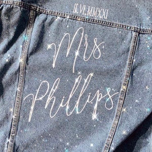 Mrs DIY Iron On | Mrs Last Name Iron On | Mrs Denim Jacket | DIY Mrs Denim Jacket Iron On | Mrs HTV Name Decal | Bride Jean Jacket | Wedding