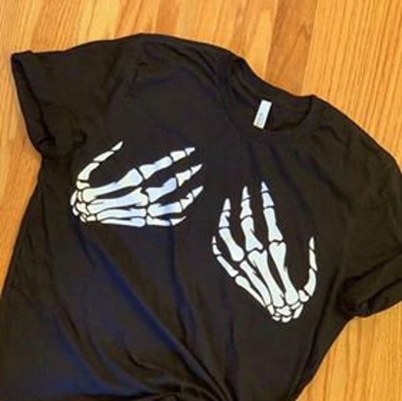 Skeleton Hand Boobs Screen Print T-Shirt – JP Designs and Gifts