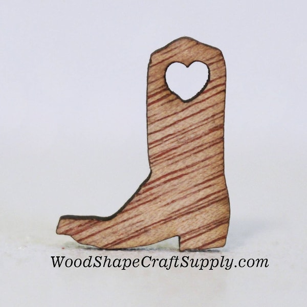 100 - 3/4 Inch Wood Cowboy Boots - Small Wooden Cowboy Boots - Cowboy Rustic Wedding Decor - Table Confetti - Cowboy Boot Wood Shapes