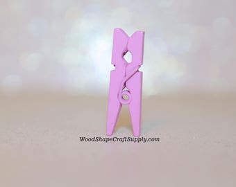 100- 1 Inch Lilac Wood Clothespins - Mini Wooden Clothespins for Crafts - Photo Hanging - Miniatures - DIY Craft Supplies