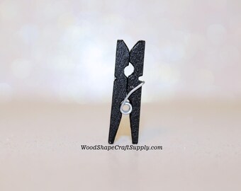 100- 1 Inch Black Wood Clothespins - Mini Wooden Clothespins for Crafts - Photo Hanging - Miniatures - DIY Craft Supplies