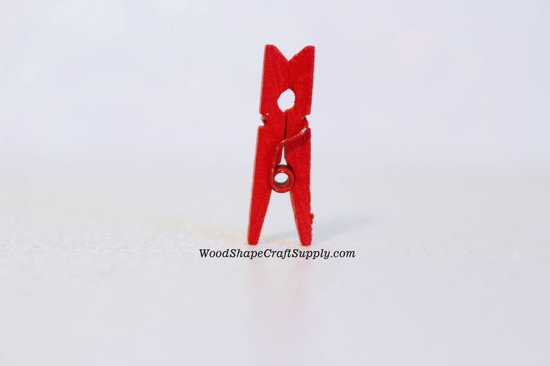100 1 Inch Red Wood Clothespins Mini Wooden For