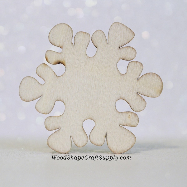 25 - 2 inch Wooden Snowflake Ornament Shape - Blank Christmas Ornament Making Supplies 2" - DIY Woodcraft Supply - Wood Snowflake