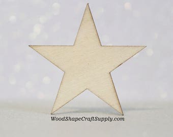 50 -  1 Inch Wood Star - Woodcraft Supplies - DIY Craft Supply - Wood Star Shapes- 1" Wooden Stars