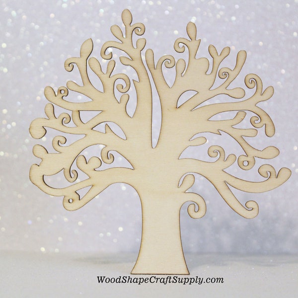 5 - 5 Inch Wood Trees - Large Wooden Tree Blanks for Crafts - Tree of Life - Christmas DIY Crafts - Family Tree - Blank Wood Tree Shapes